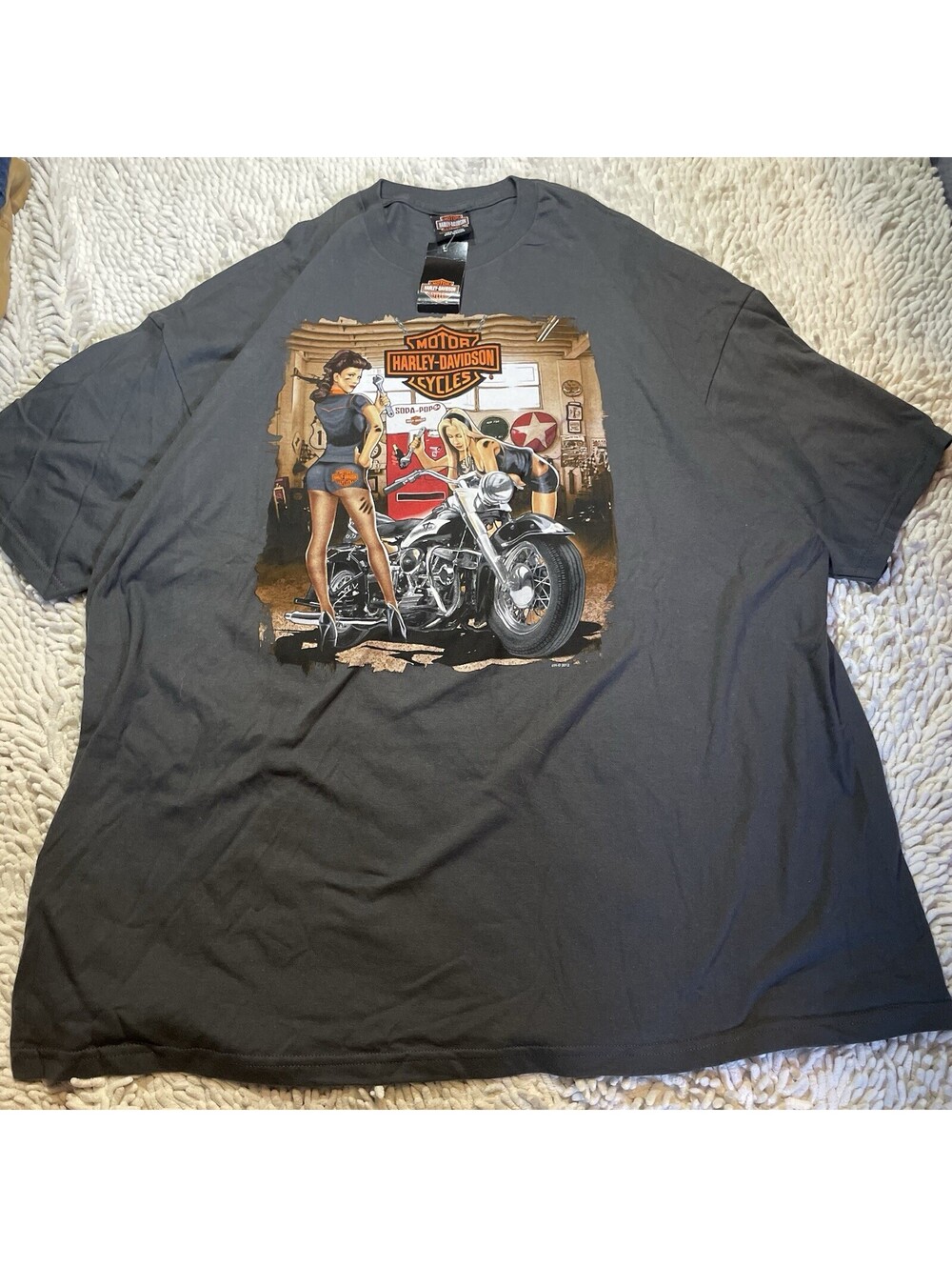 NWT 2012 Harley Davidson Shirt Men 3XL Moto Grease Girls Barbados Woman Graphic